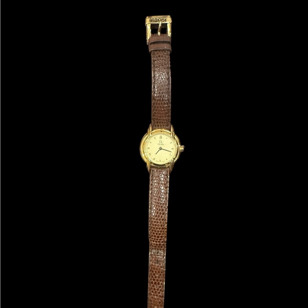 Fendi 18K gold plated Watch with Textured Brown Strap - Picture 4 of 7